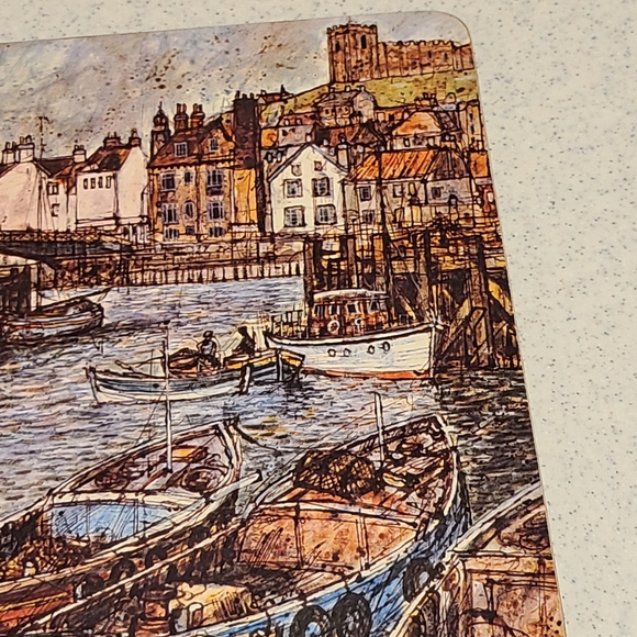 Scenic Harbor Design Dinning Place Setting With Matching Coaster S - Picture 8 of 10